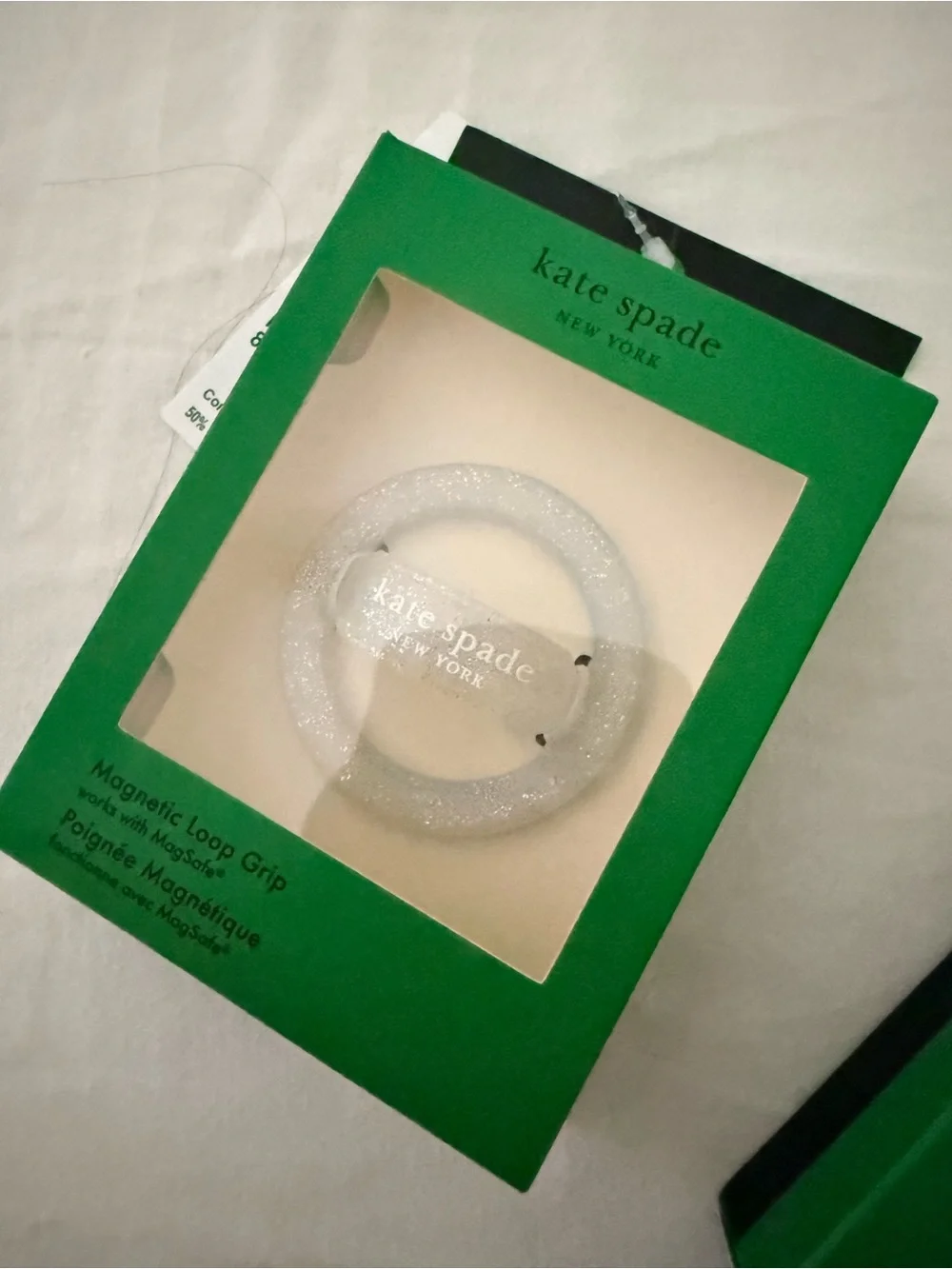 kate spade New York Black or Clear glitter Magnetic Loop Grip